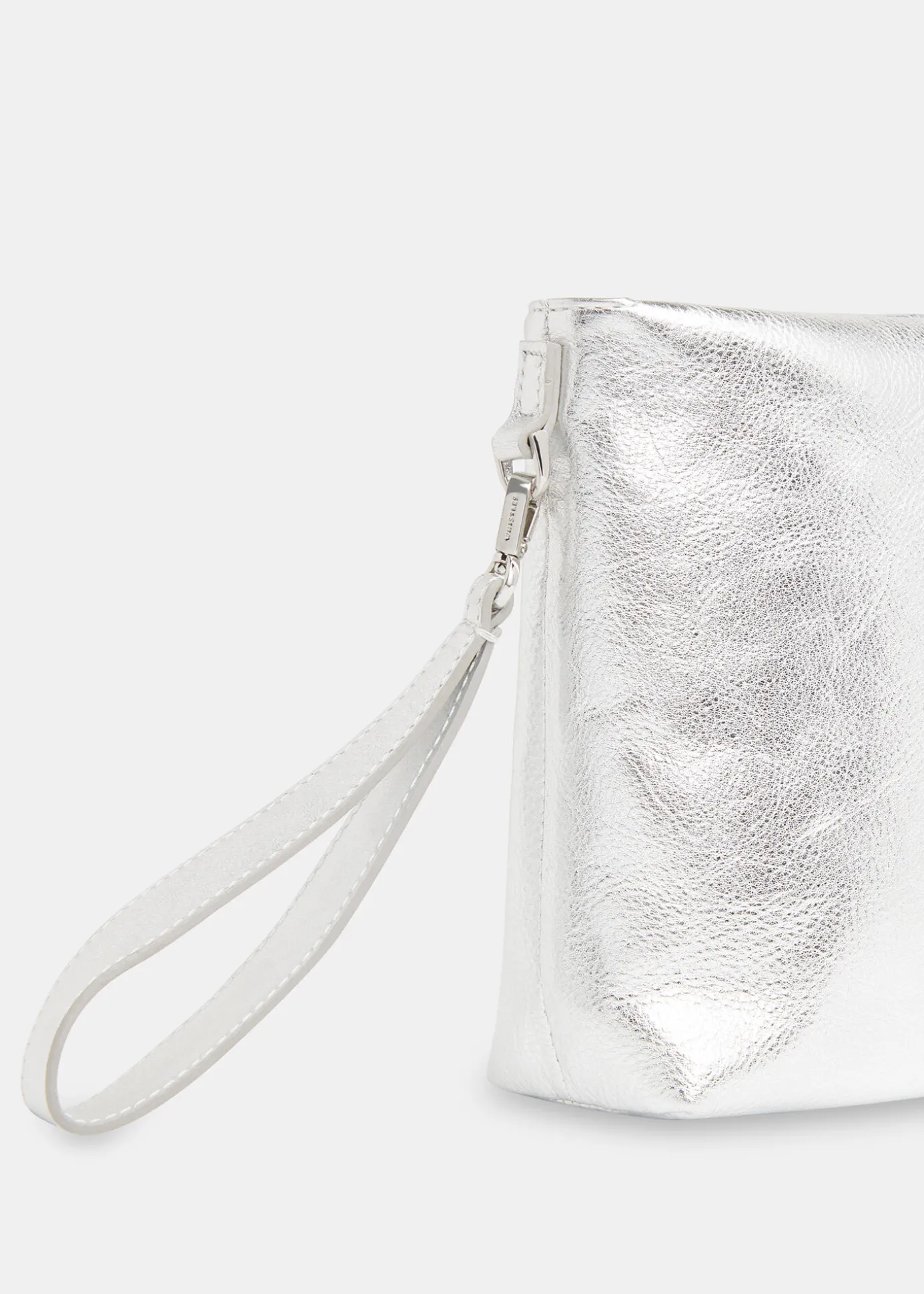 Silver Avah Zip Top Clutch
