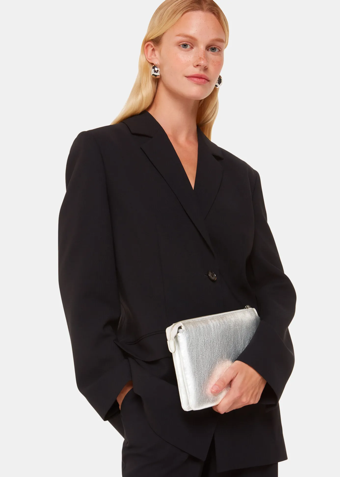 Silver Elita Double Pouch Clutch