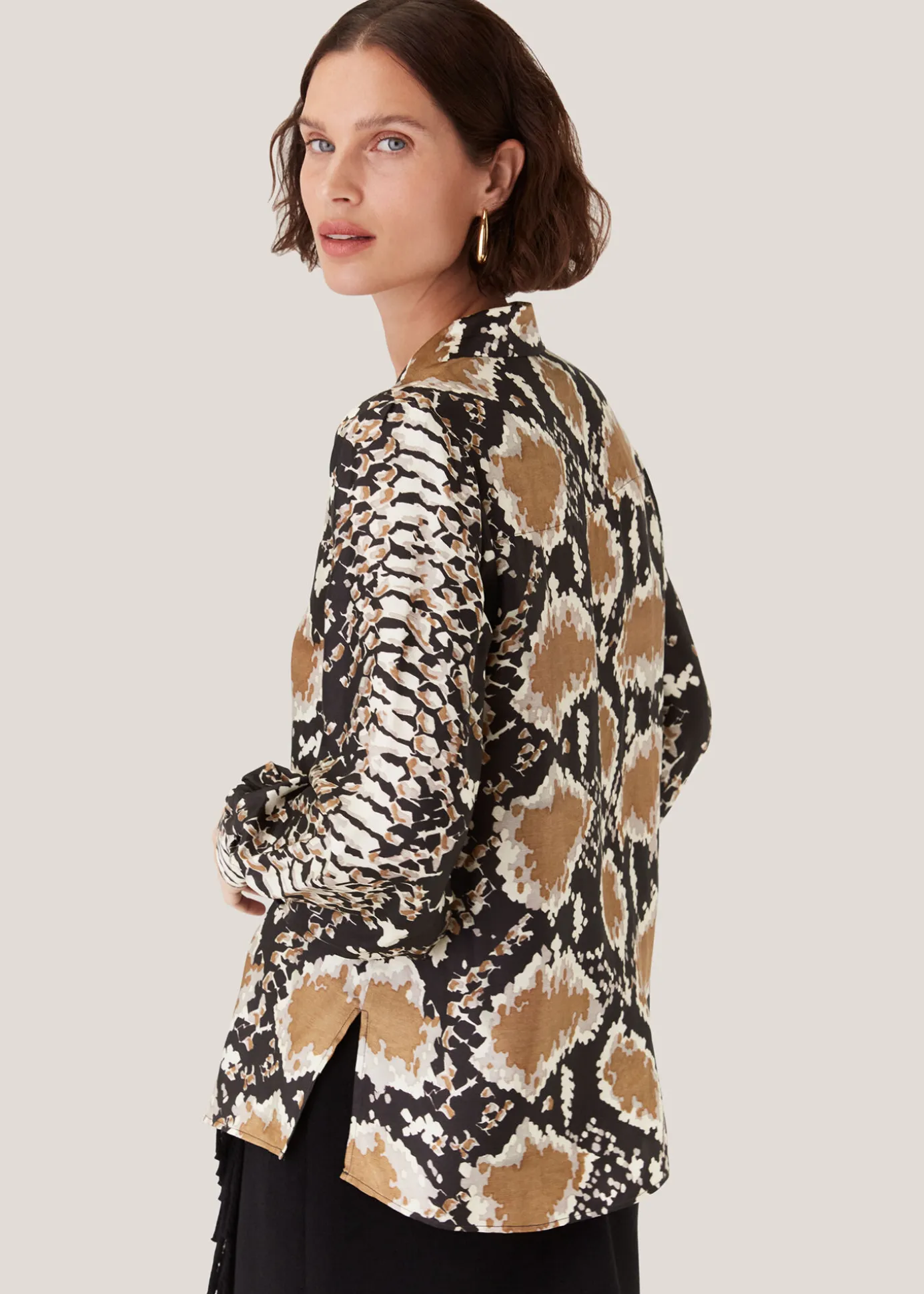 Snake Print Silk Snake Oversized Shirt