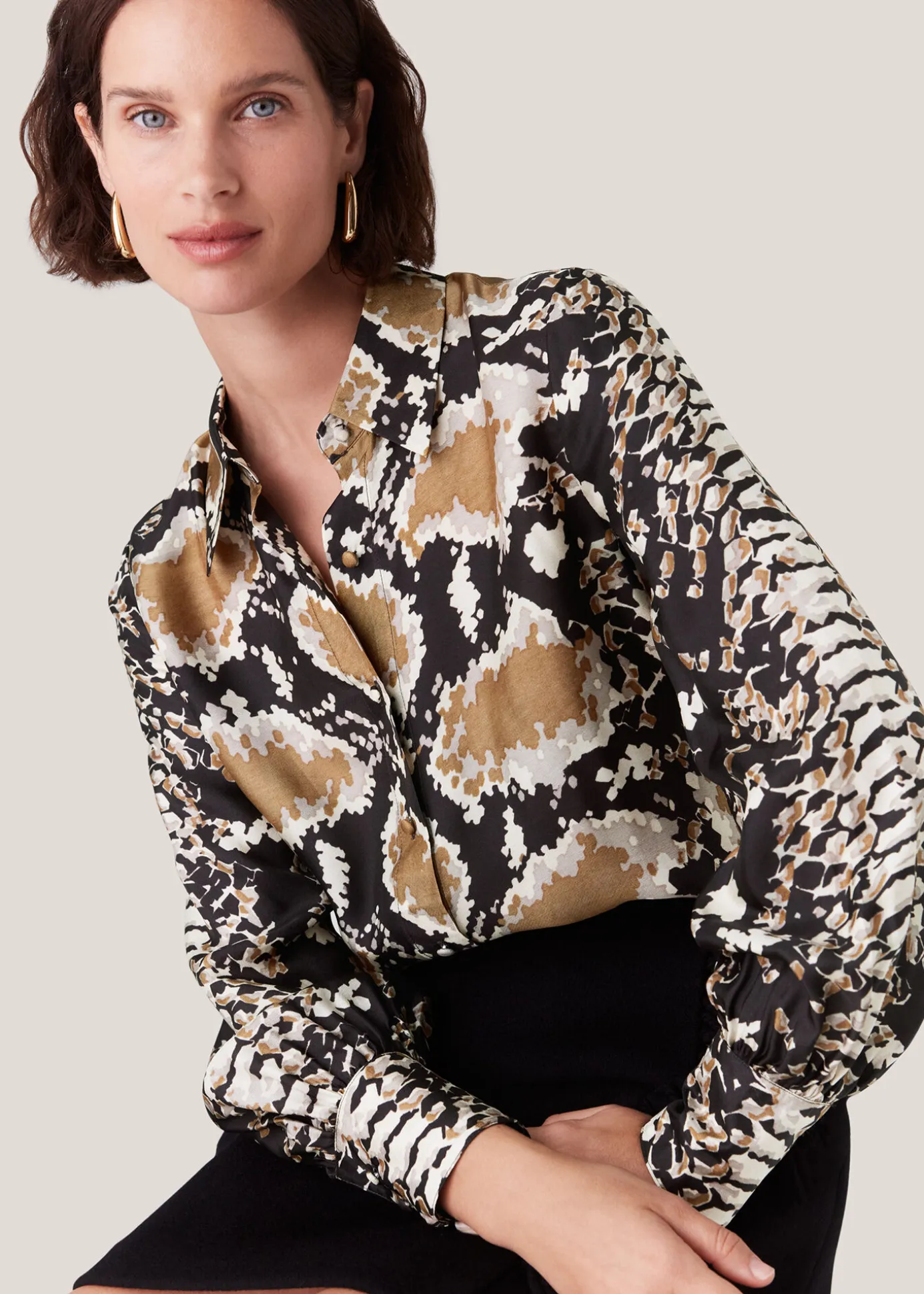 Snake Print Silk Snake Oversized Shirt