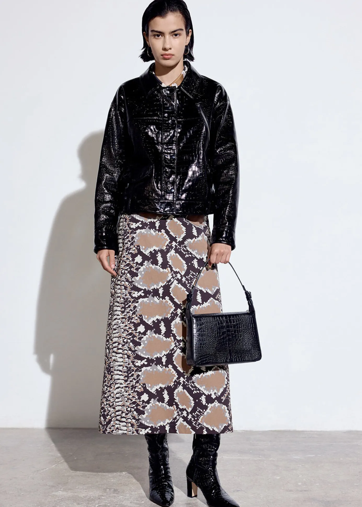 Snake Print Snake Print Midi Skirt