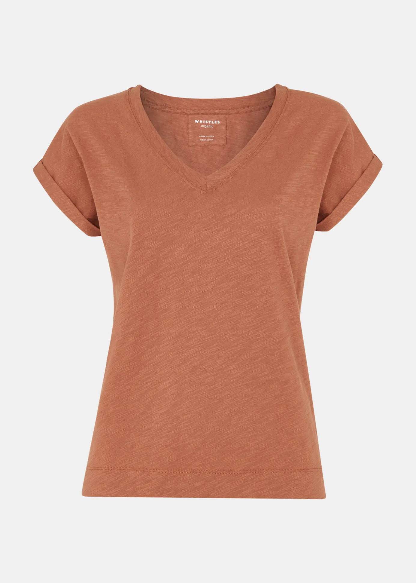 Tan Willa V Neck Cap Sleeve Tee