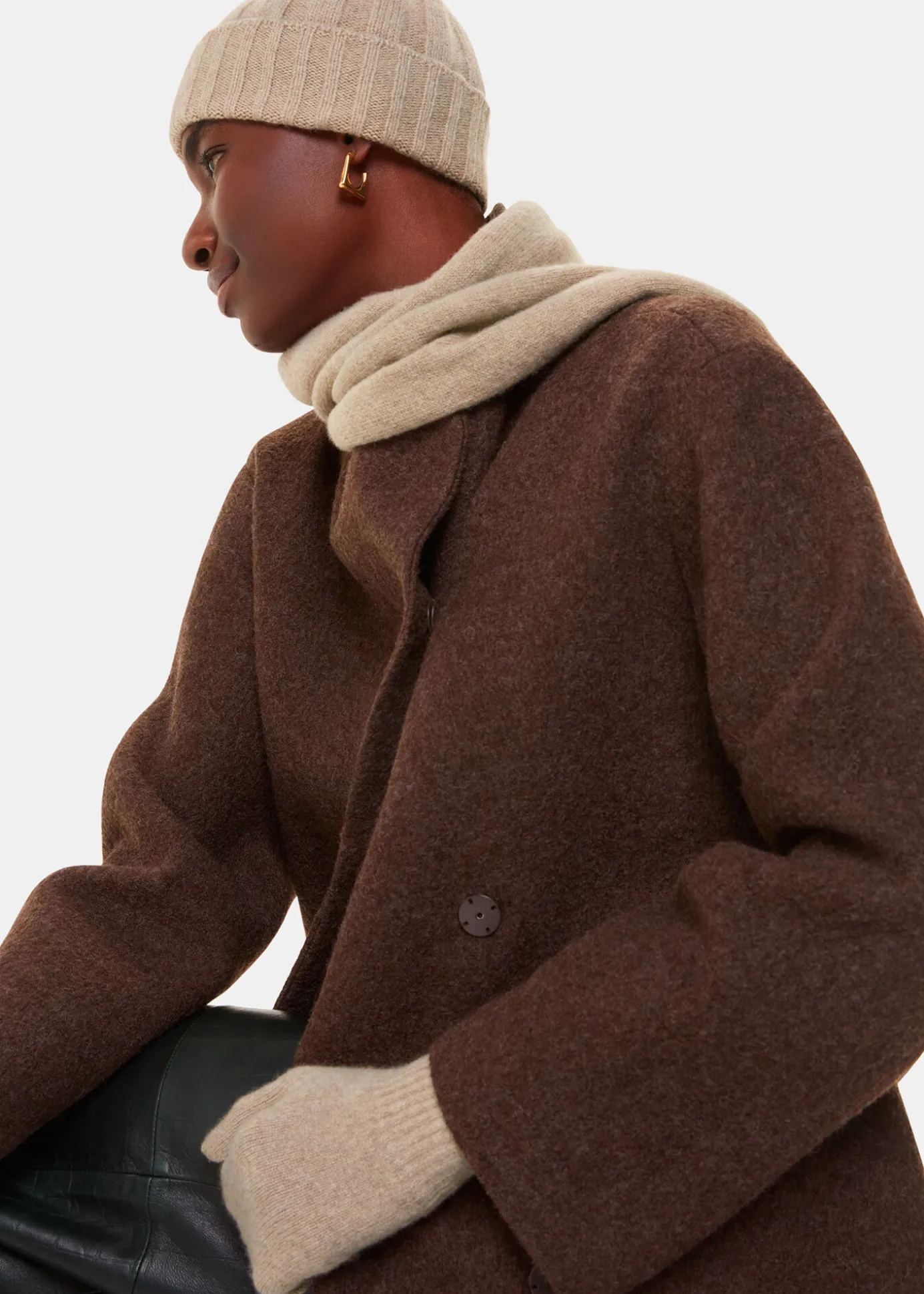 Taupe Cashmere Wool Blend Scarf