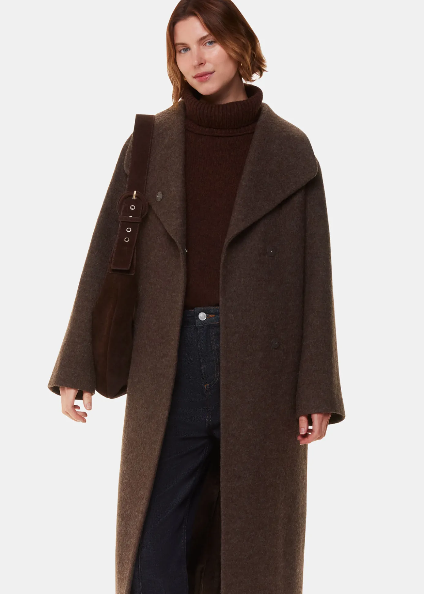 Taupe Morgan Funnel Neck Coat