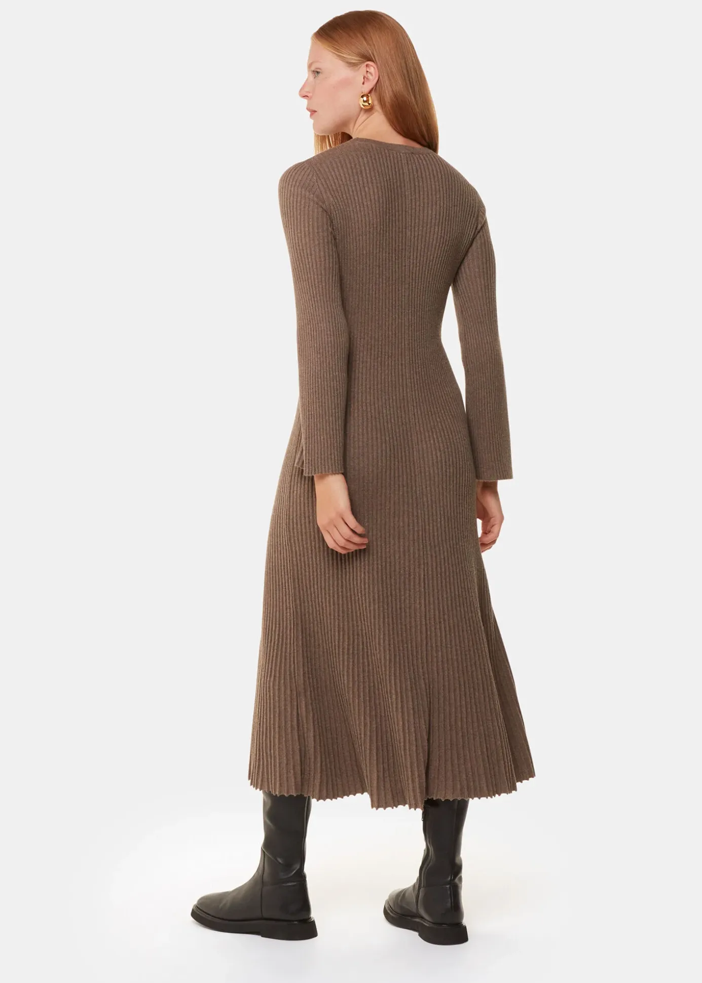 Taupe Willow Ribbed Knit Dress