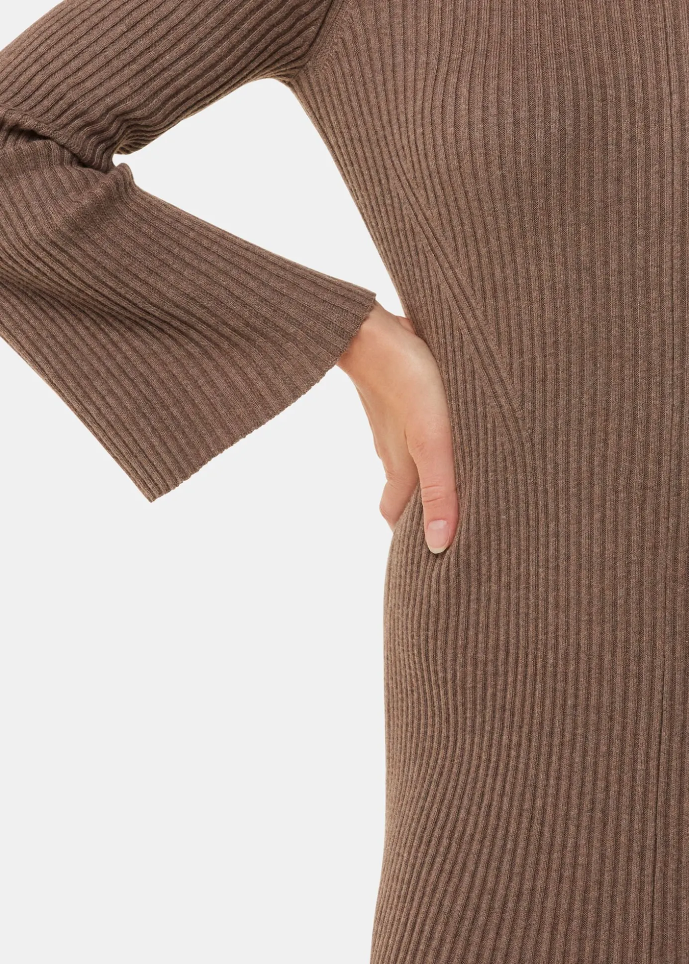 Taupe Willow Ribbed Knit Dress