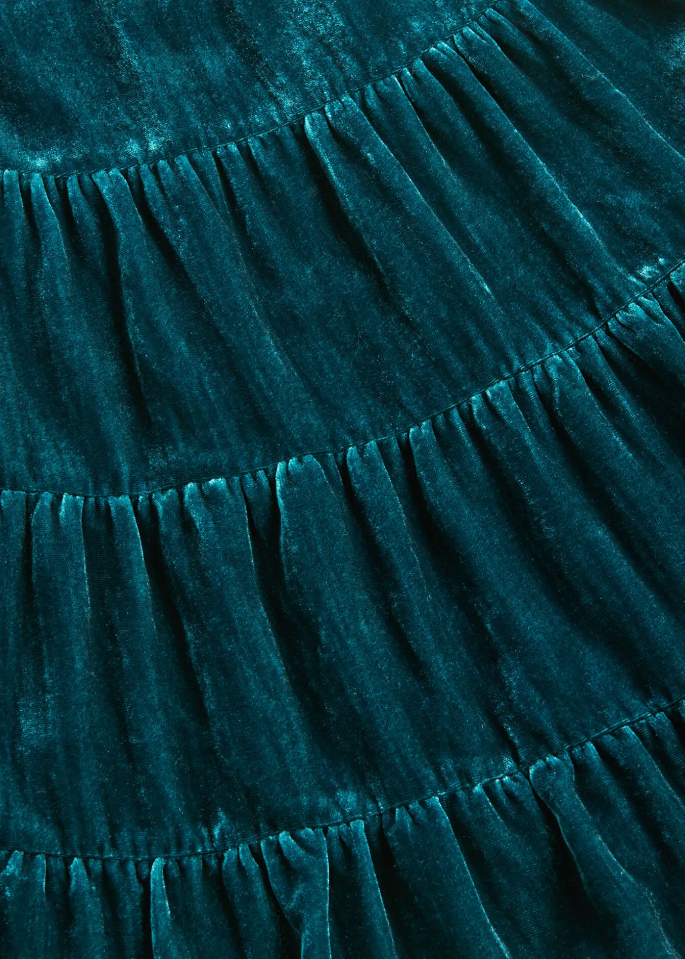 Teal Sawyer Tiered Velvet Dress
