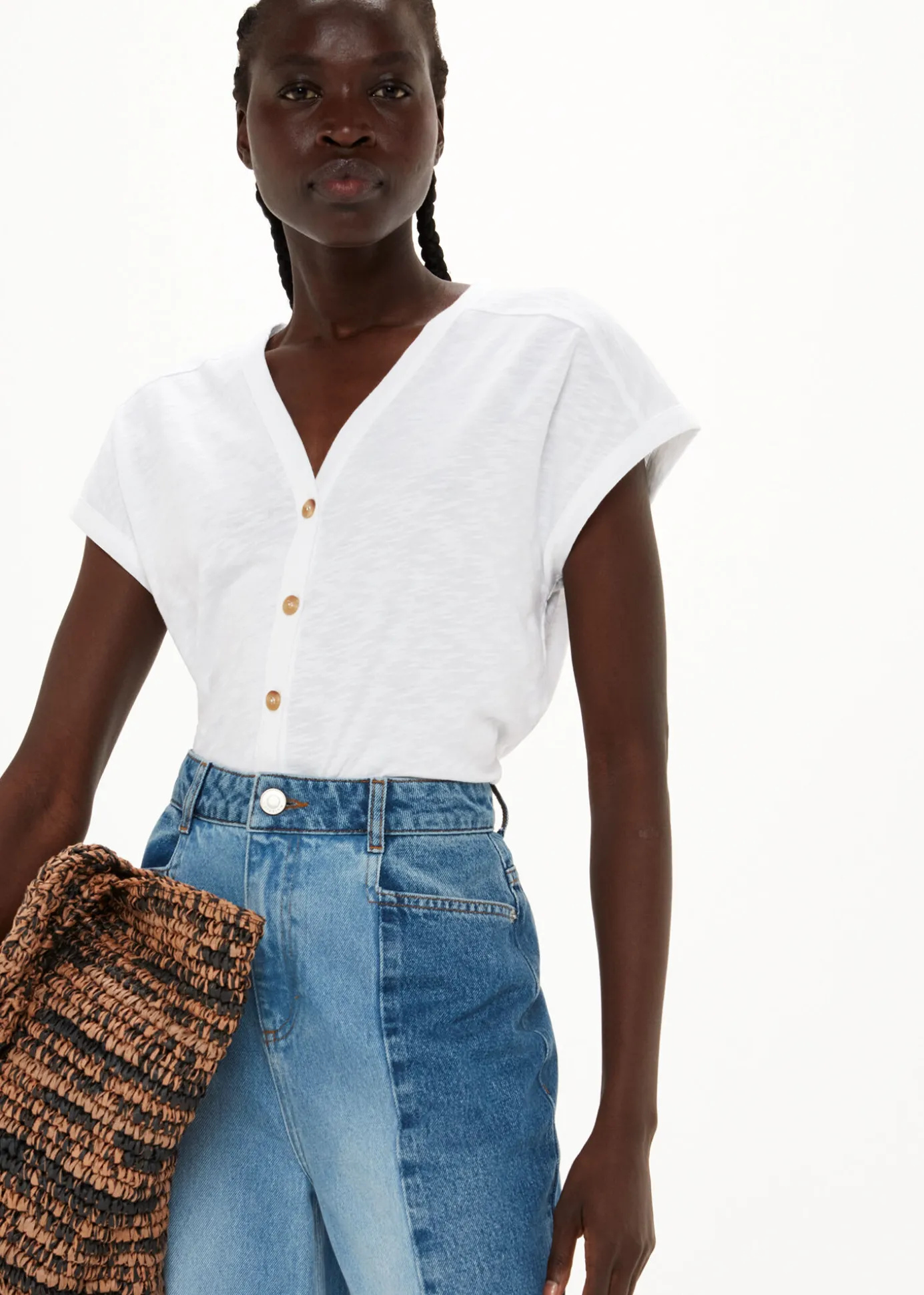 White Aubrie Button Through Top