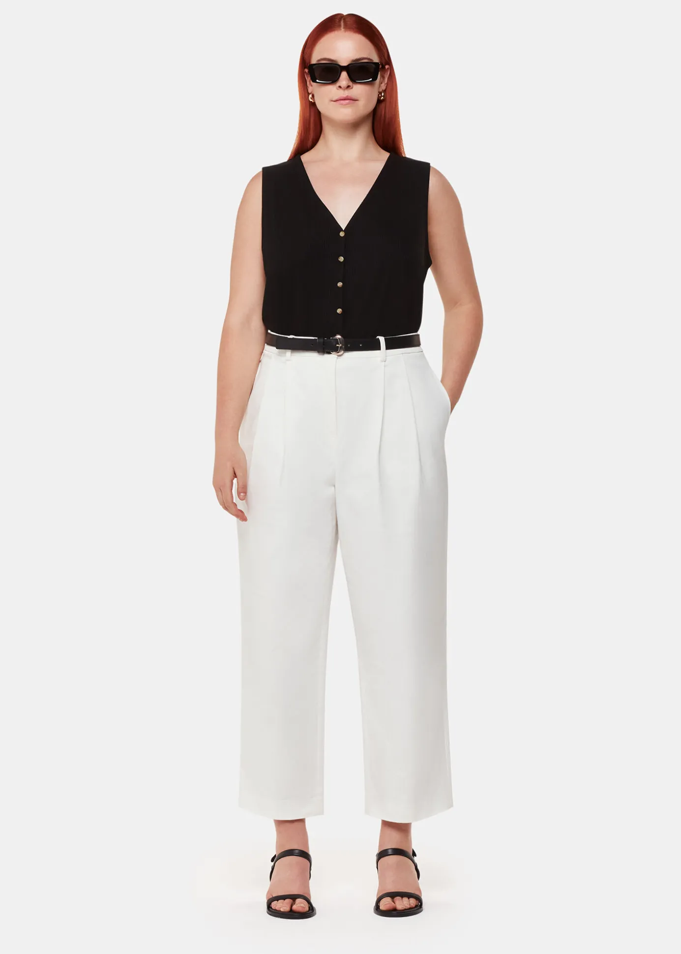 White Bethany Barrel Leg Trouser