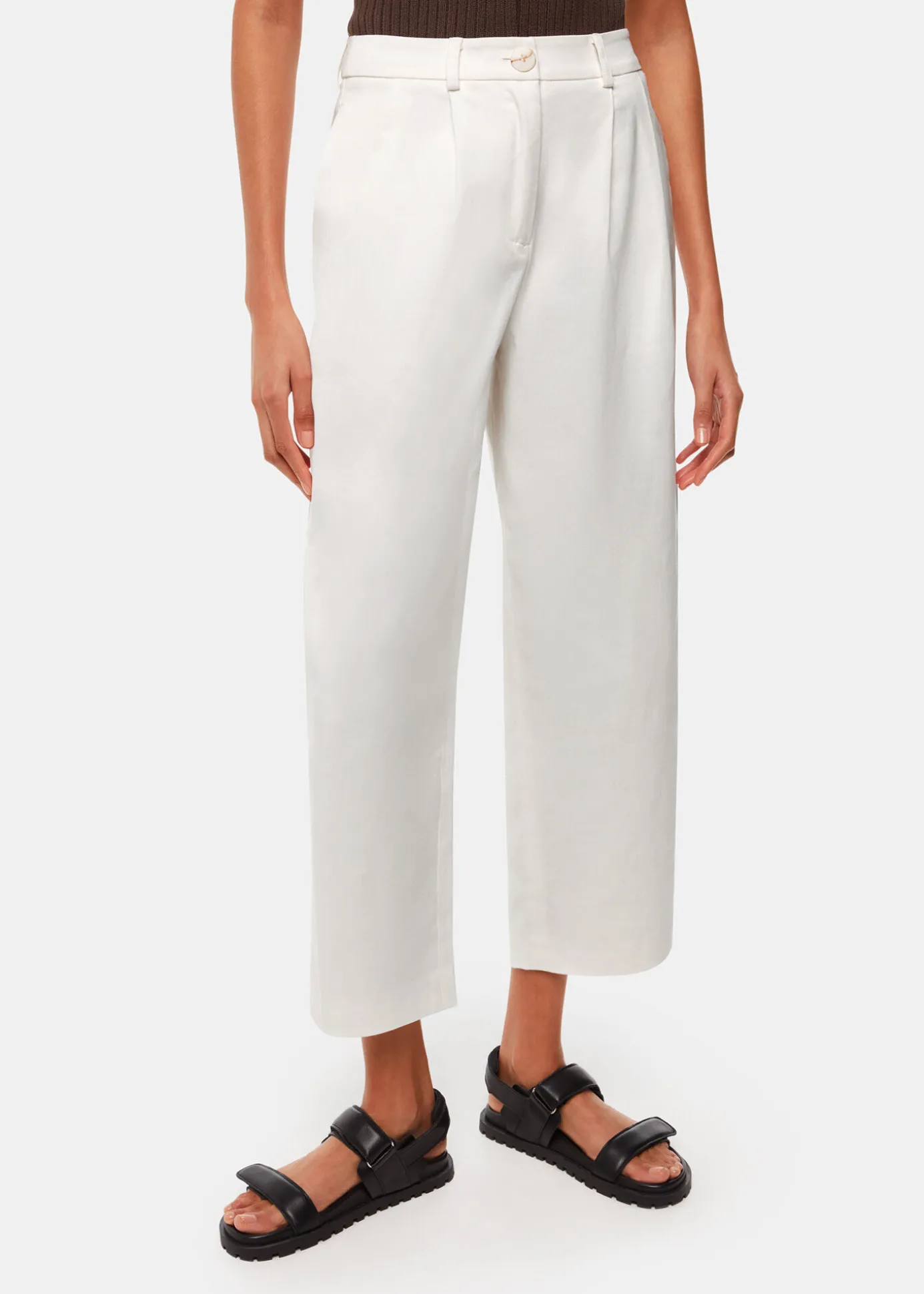 White Bethany Barrel Leg Trouser