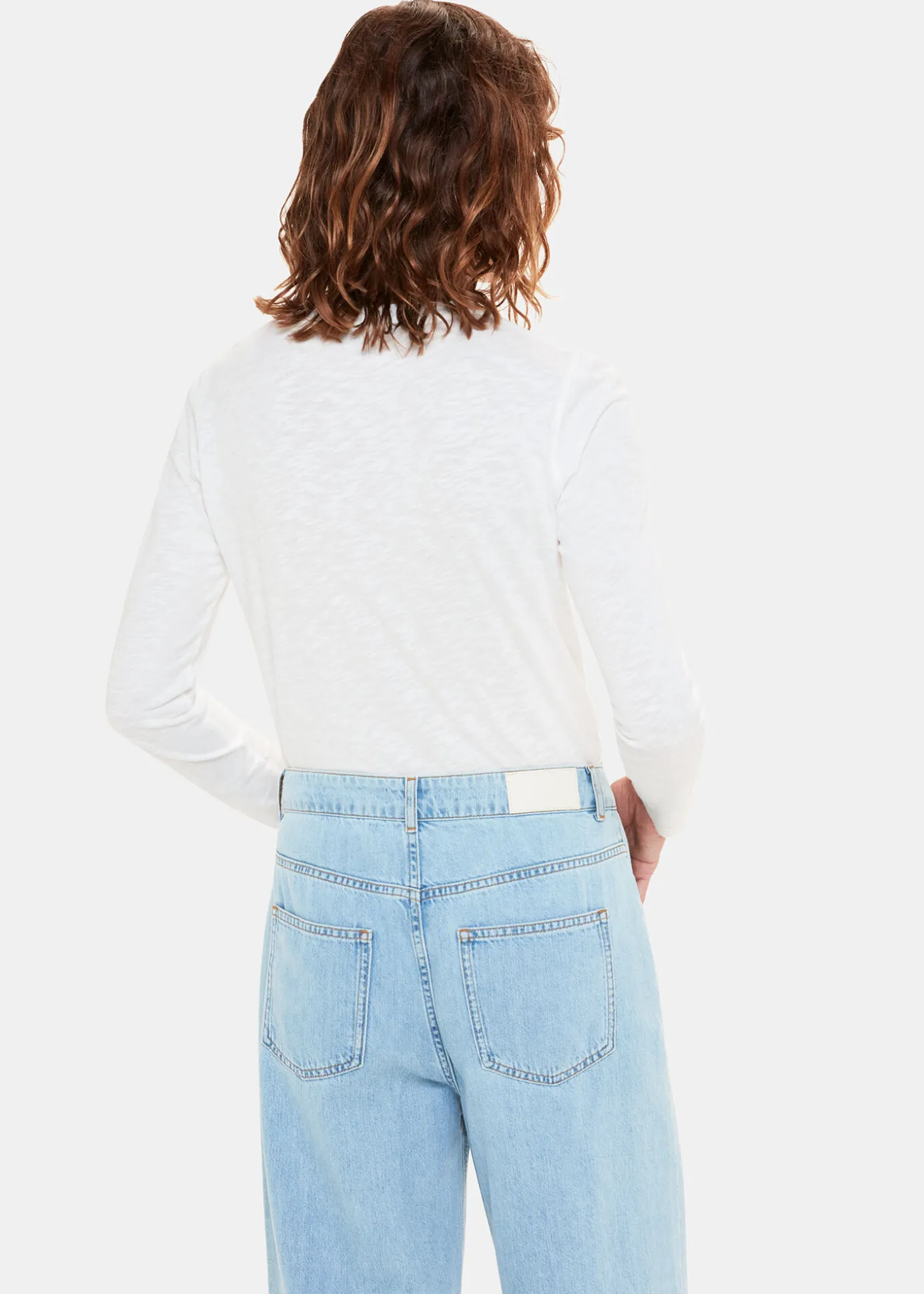 White Crew Neck Pocket Top