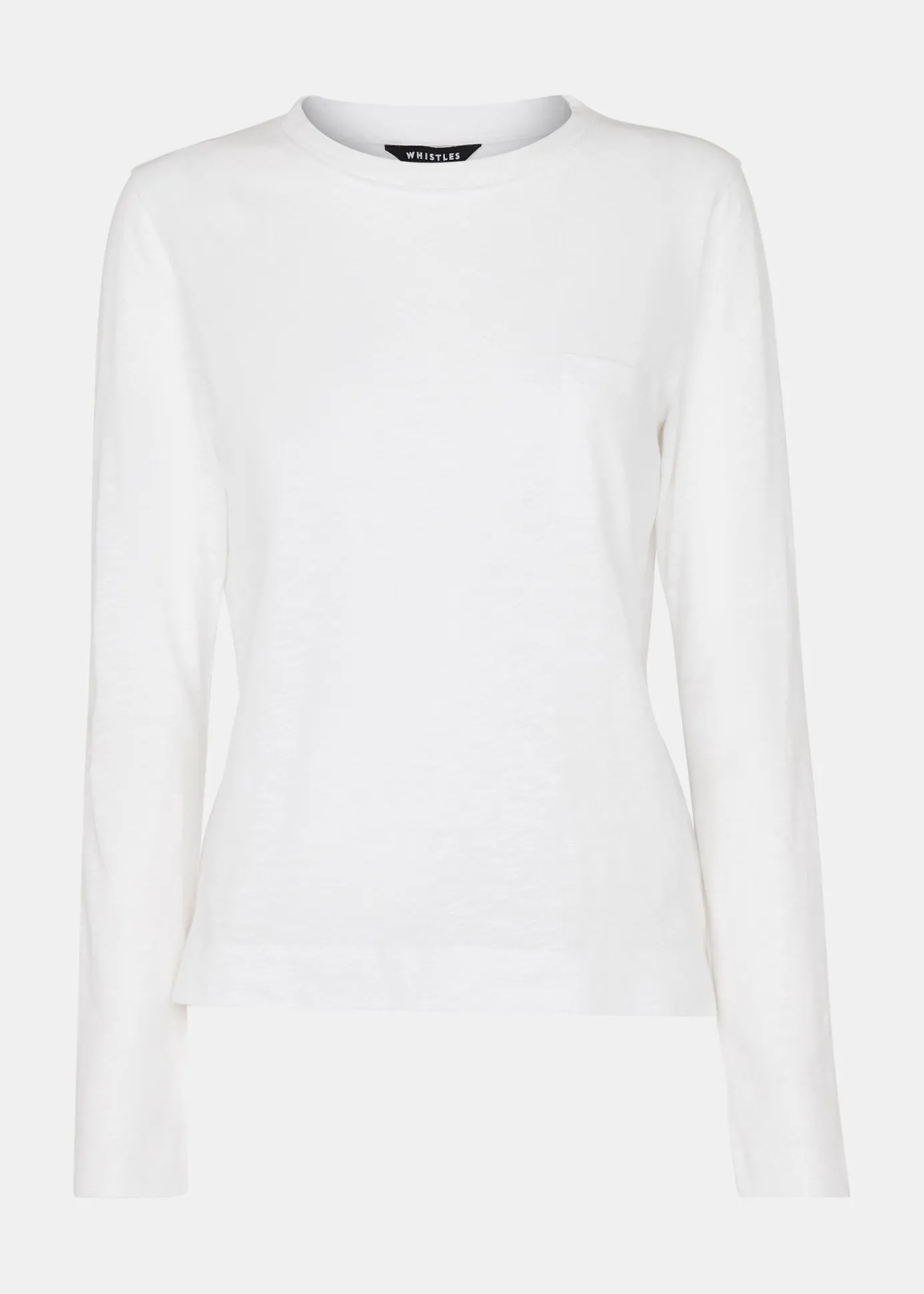 White Crew Neck Pocket Top