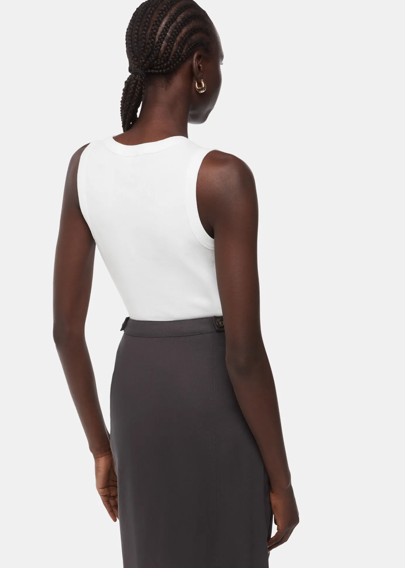 White Ellis V Neck Jersey Vest