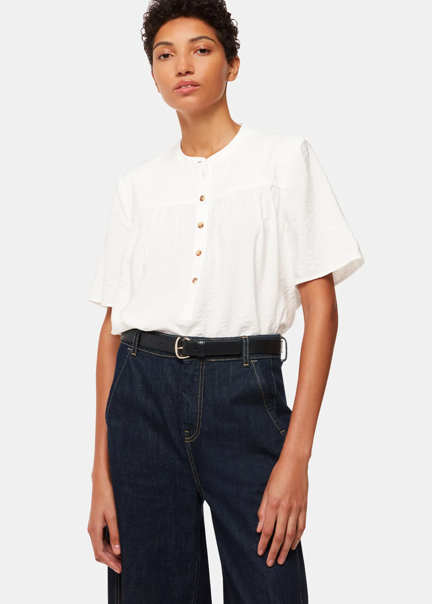 White Freda Short Sleeve Top