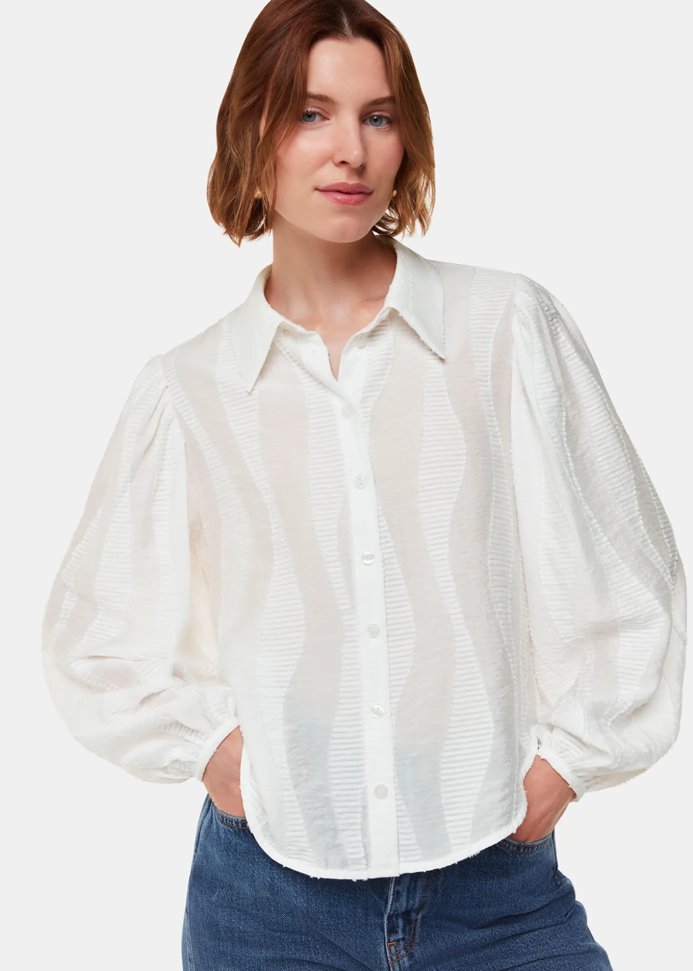 White Hannah Textured Shirt