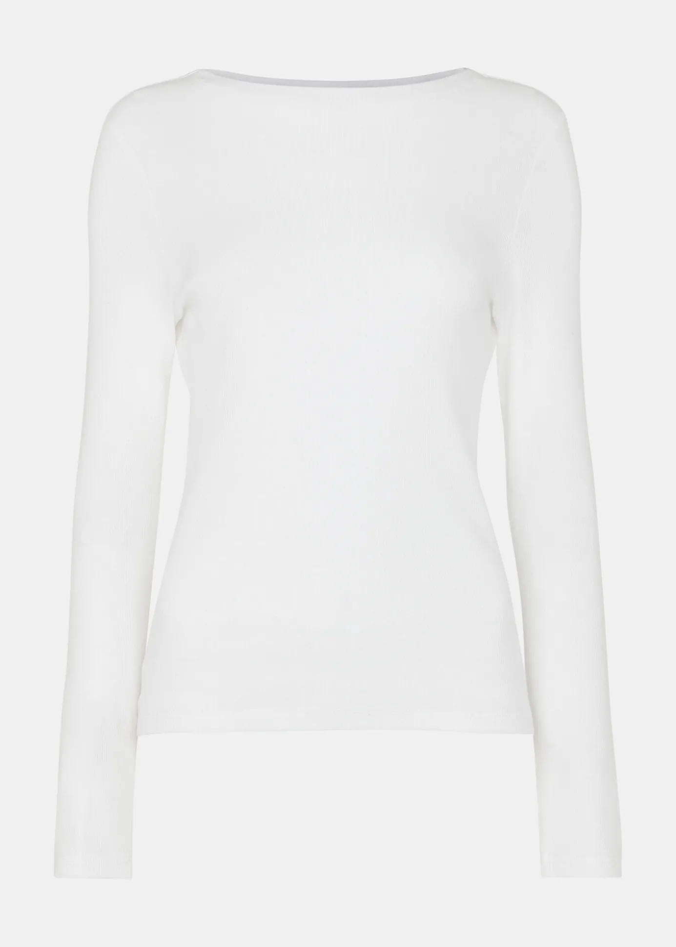 White High Neck Long Sleeve Rib Top