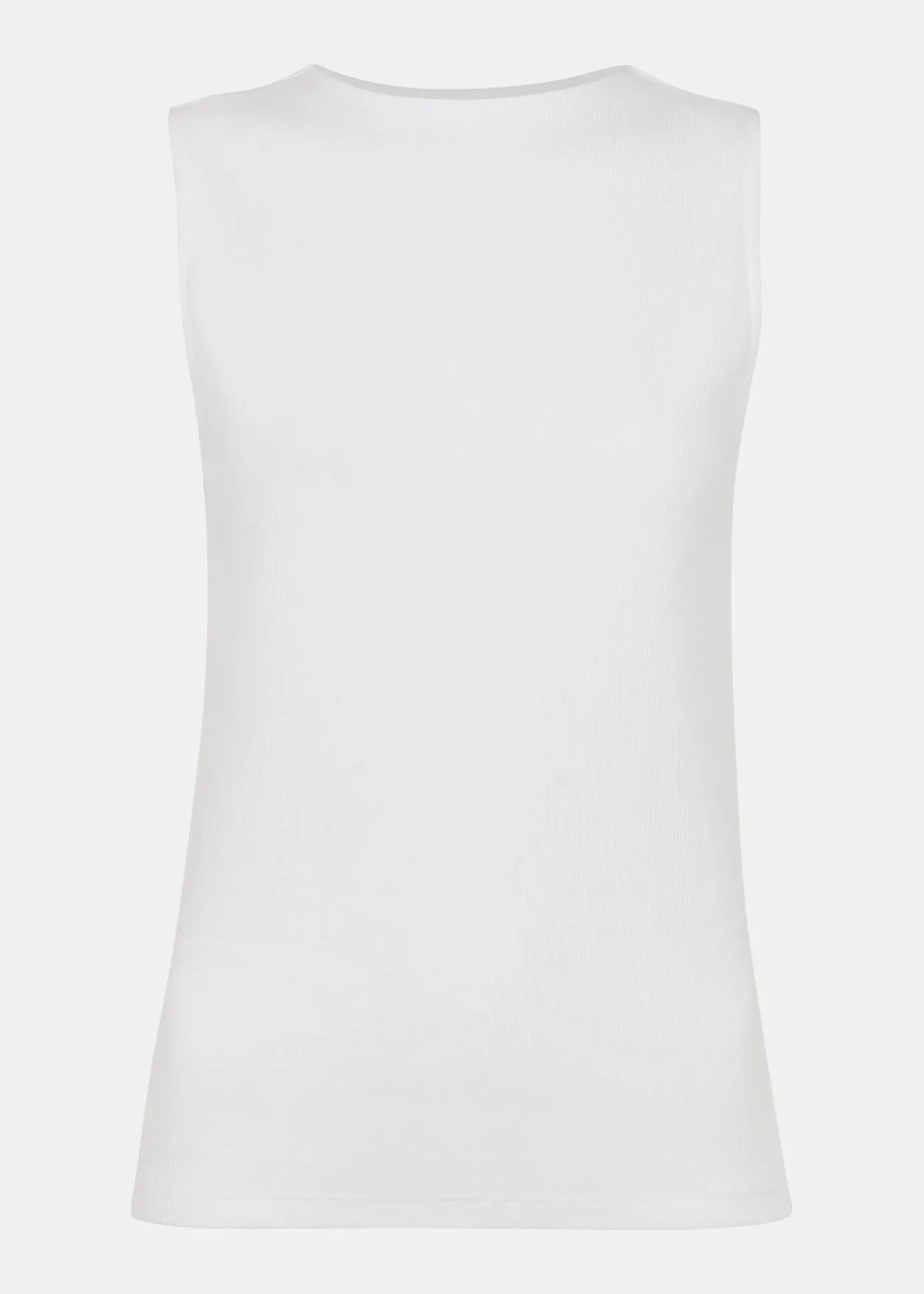 White High Neck Rib Detail Tee