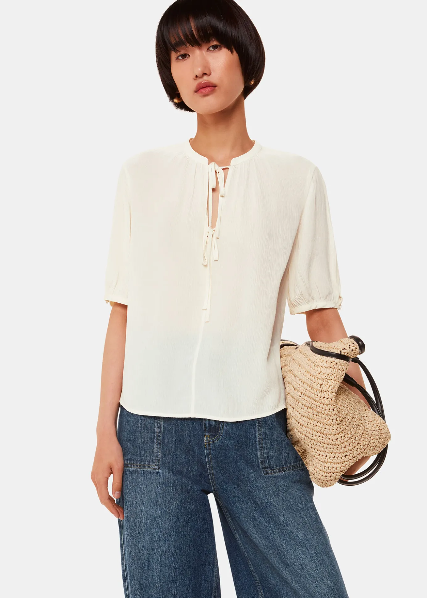 White Jessie Tie Front Blouse