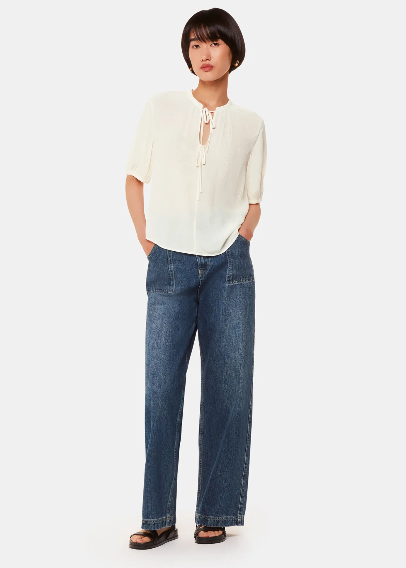 White Jessie Tie Front Blouse