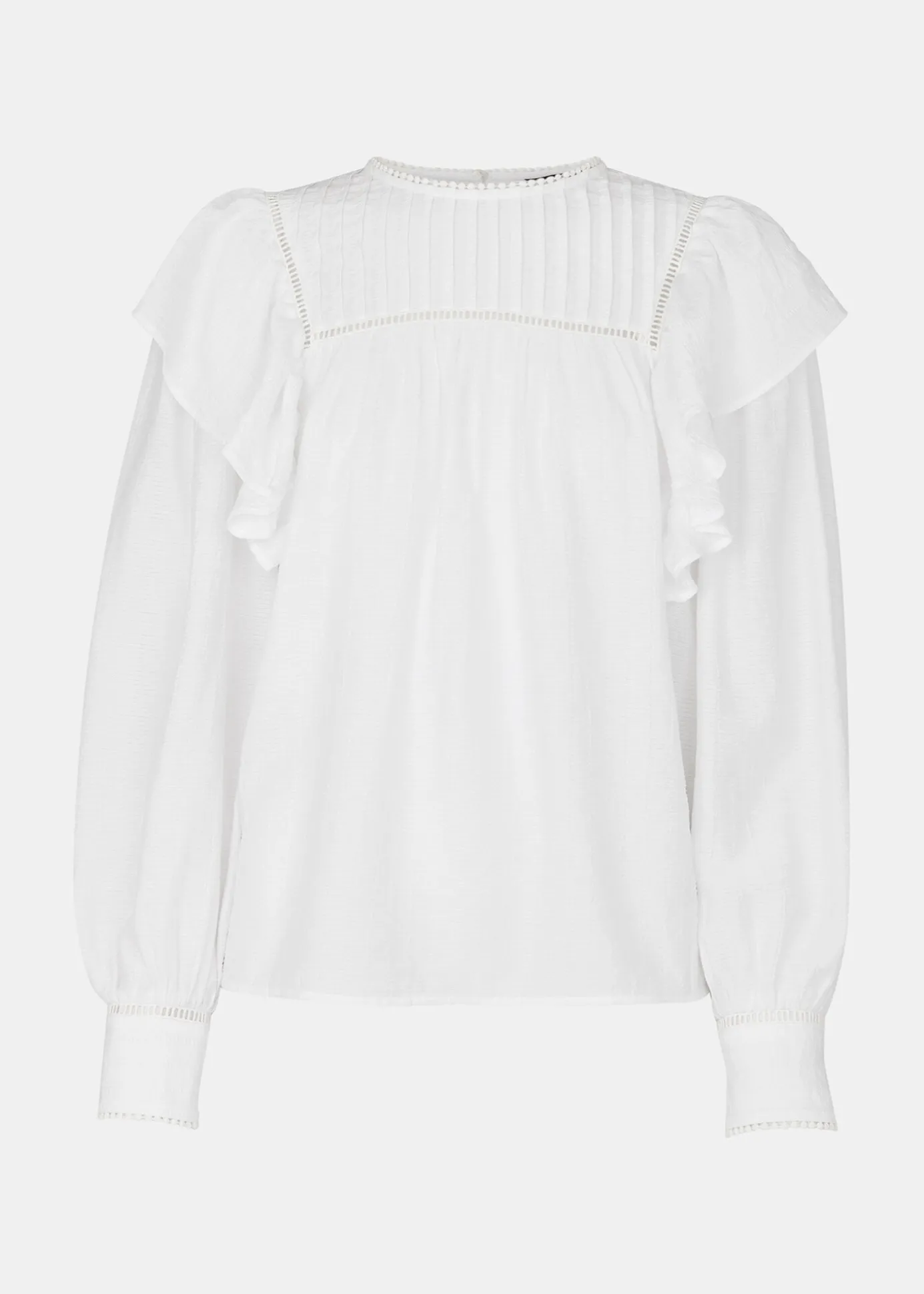 White Johanna Textured Frill Blouse