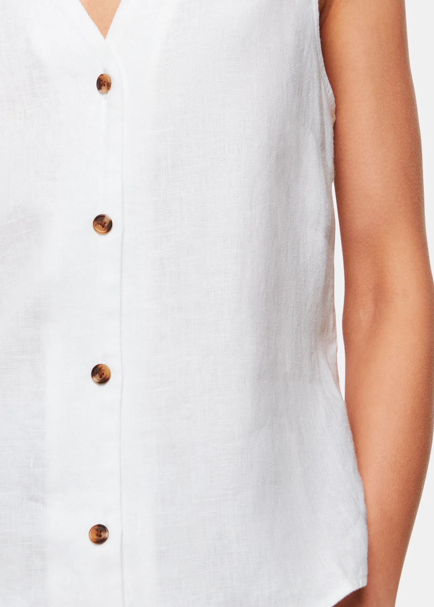 White Laura Linen Tank