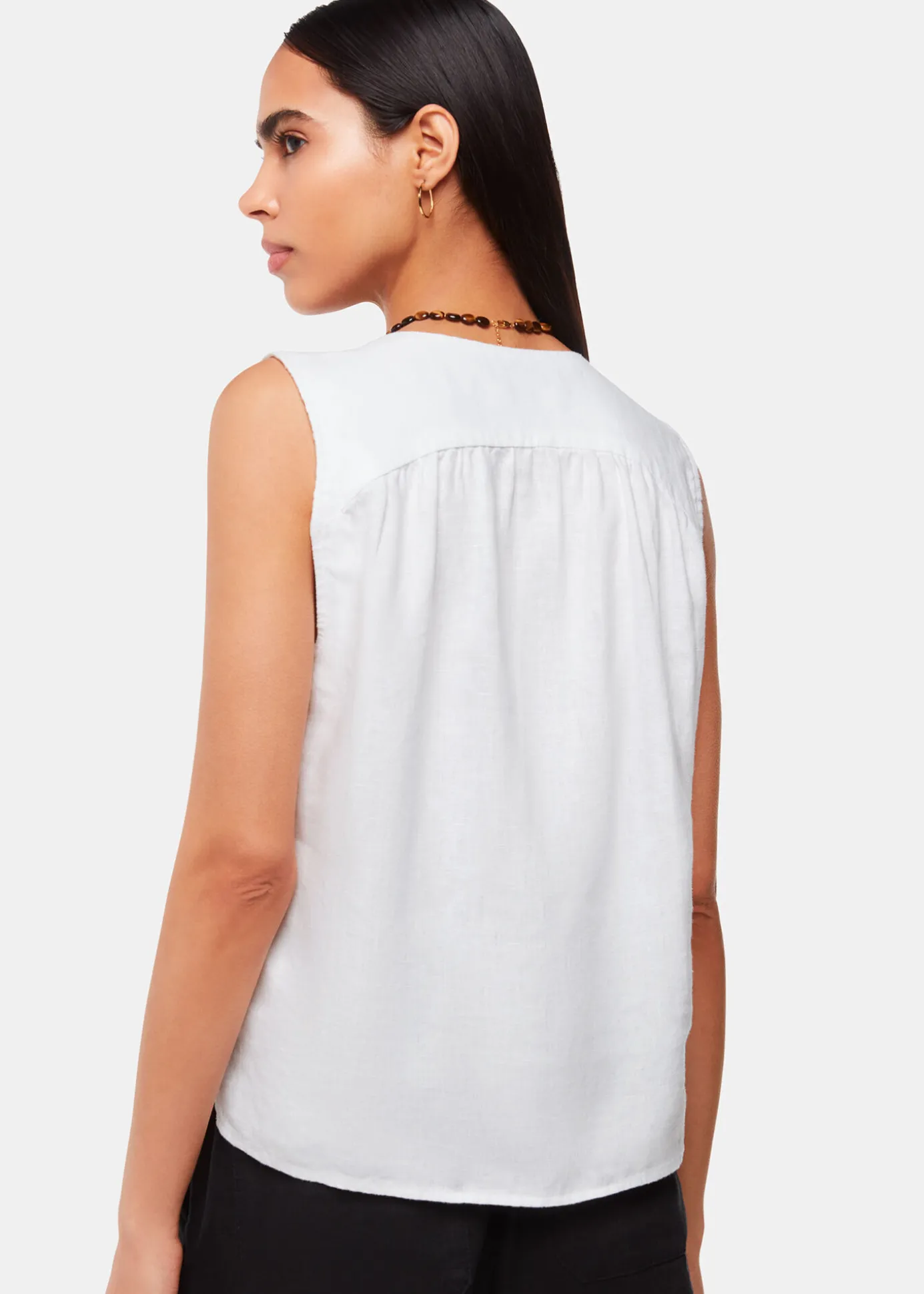 White Laura Linen Tank