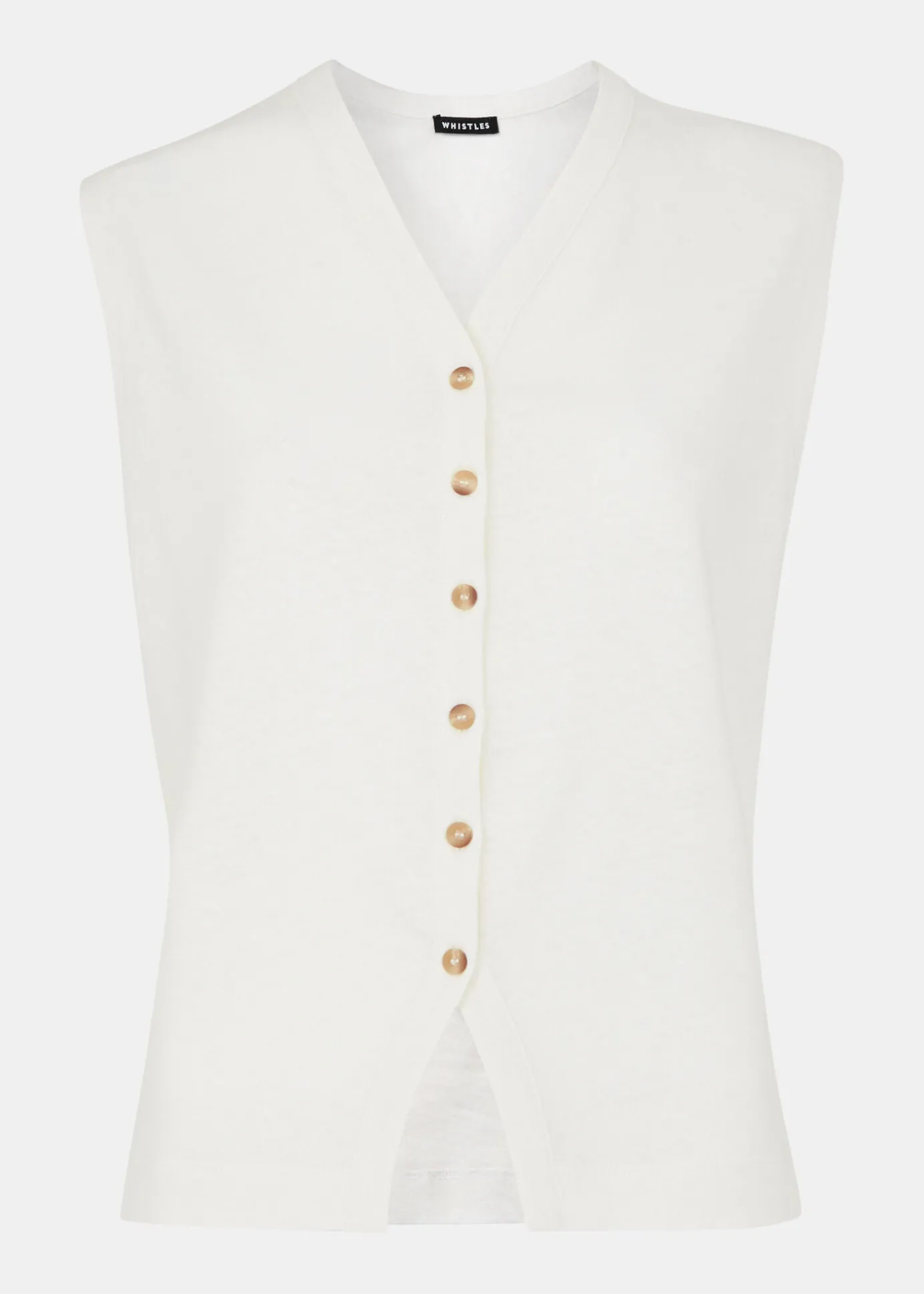 White Linen Button Front Tank