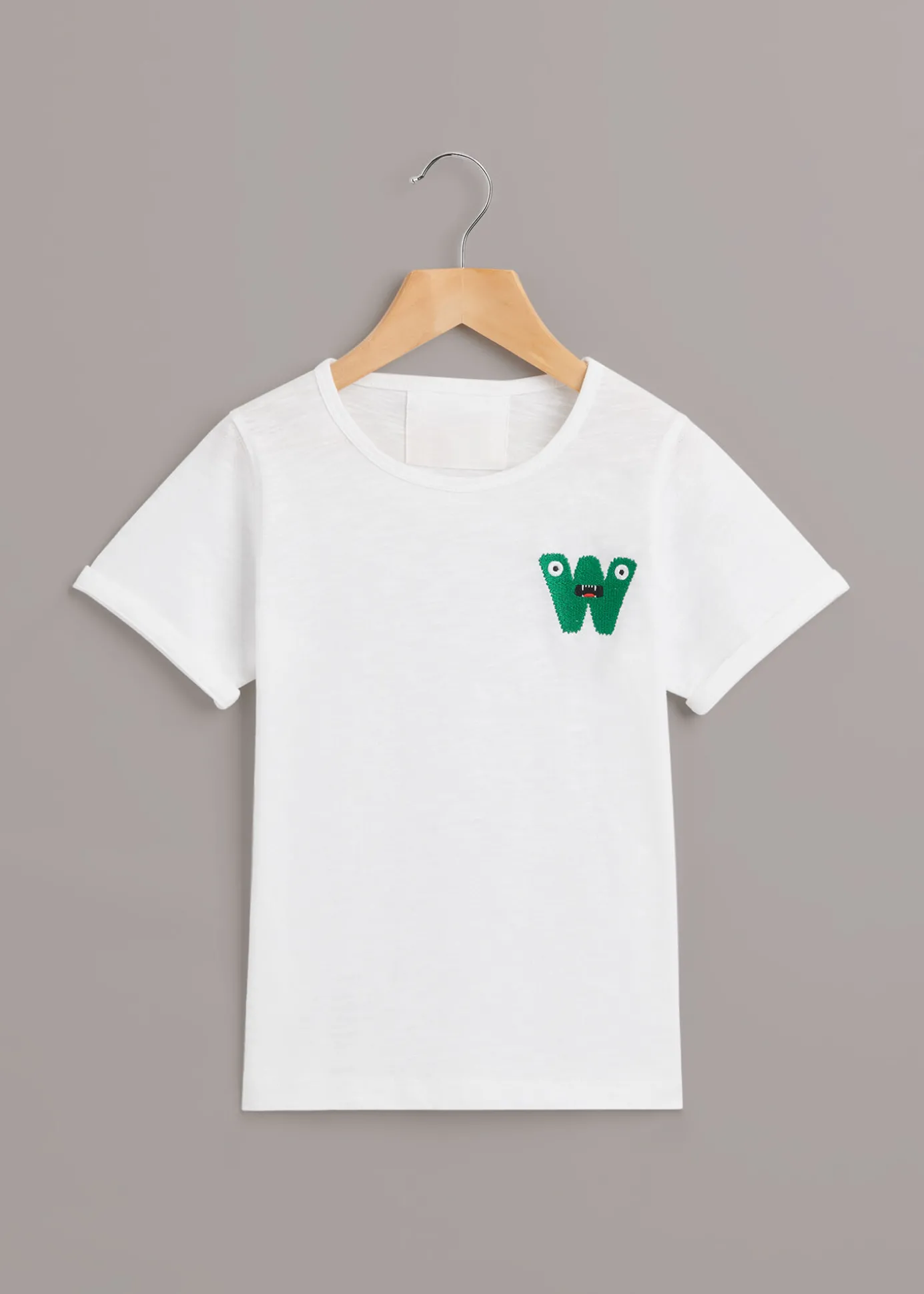 White Monster Embroidered T Shirt