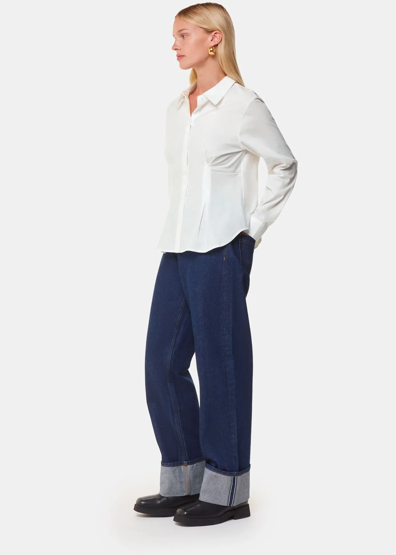 White Waisted Cotton Shirt