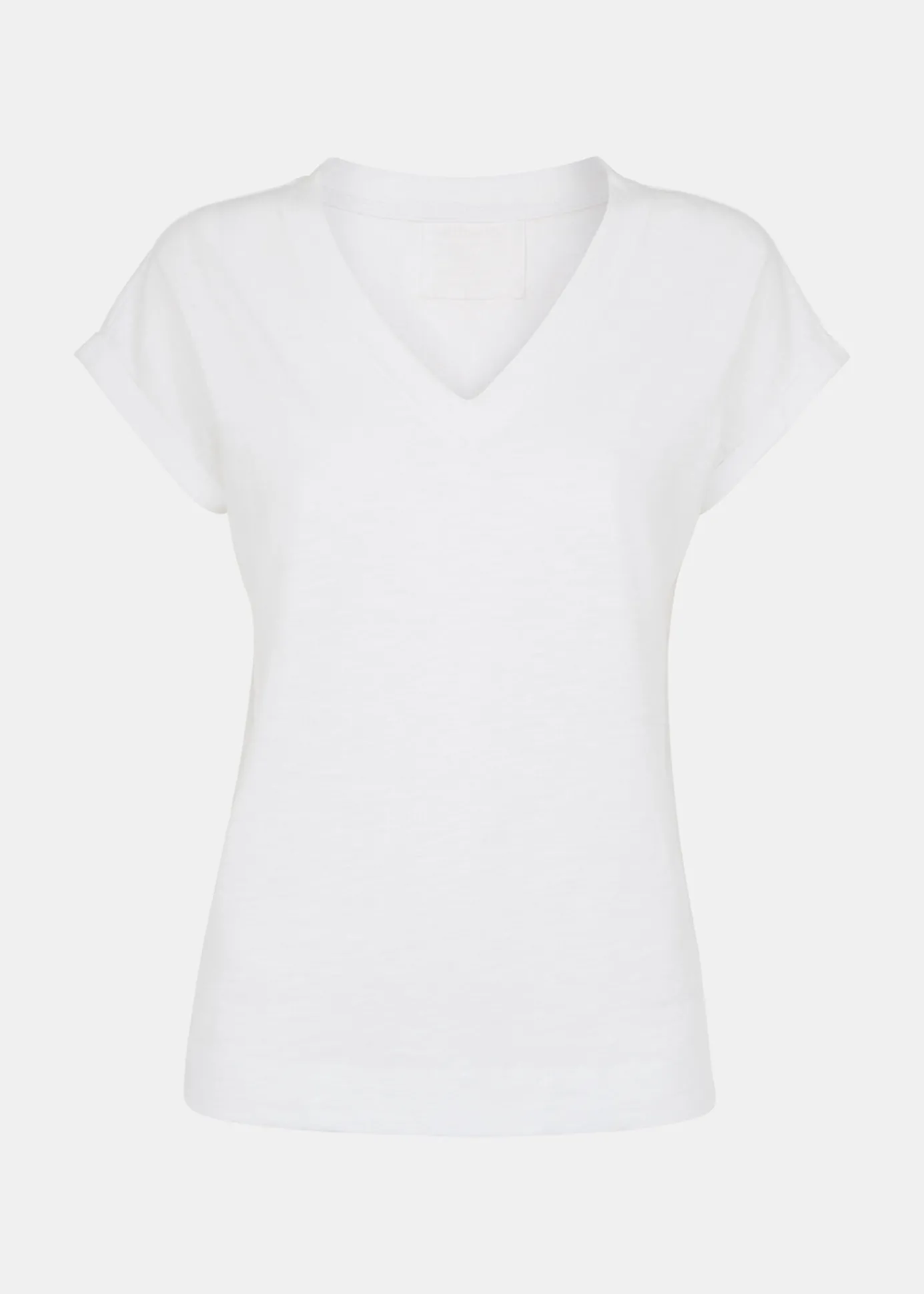 White Willa V-Neck Cap Sleeve Tee