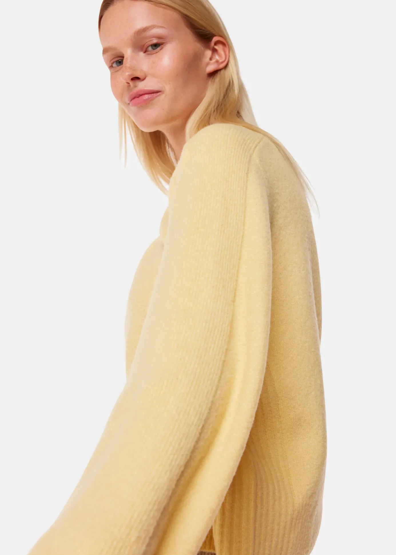 Yellow Alana Wool Mix Crew Neck