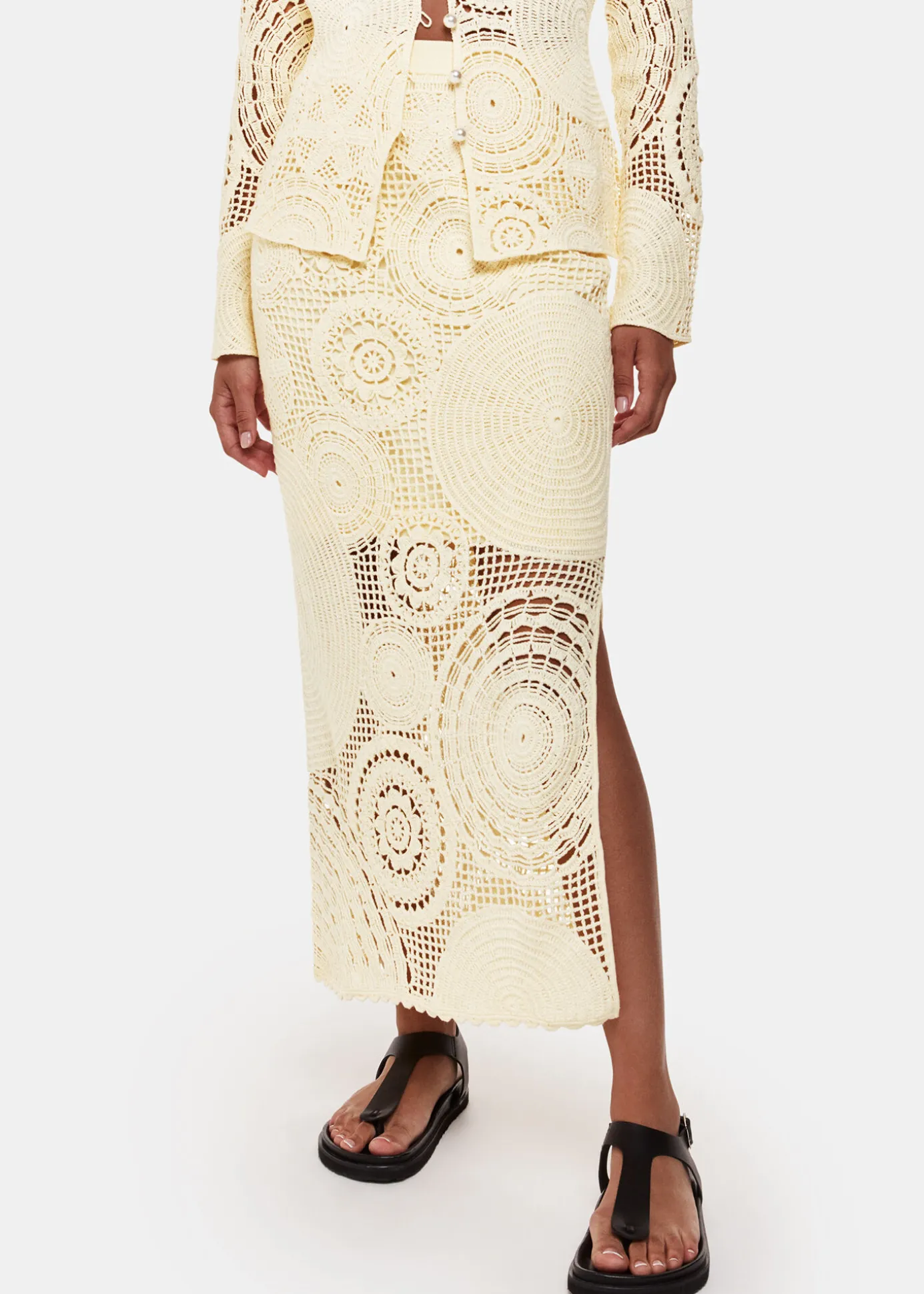 Yellow Crochet Circle Skirt