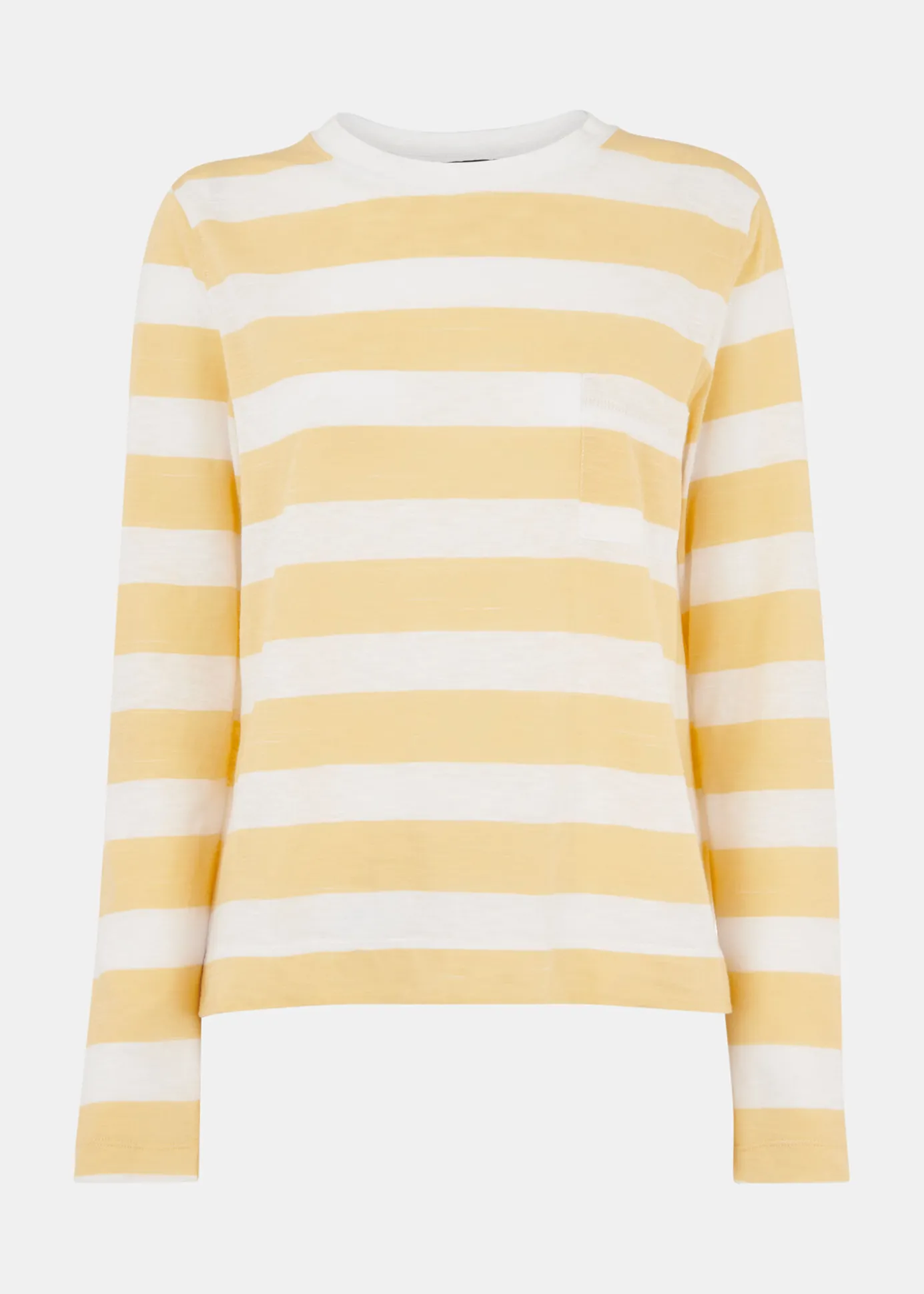 Yellow Stripe Crew Neck Pocket Top
